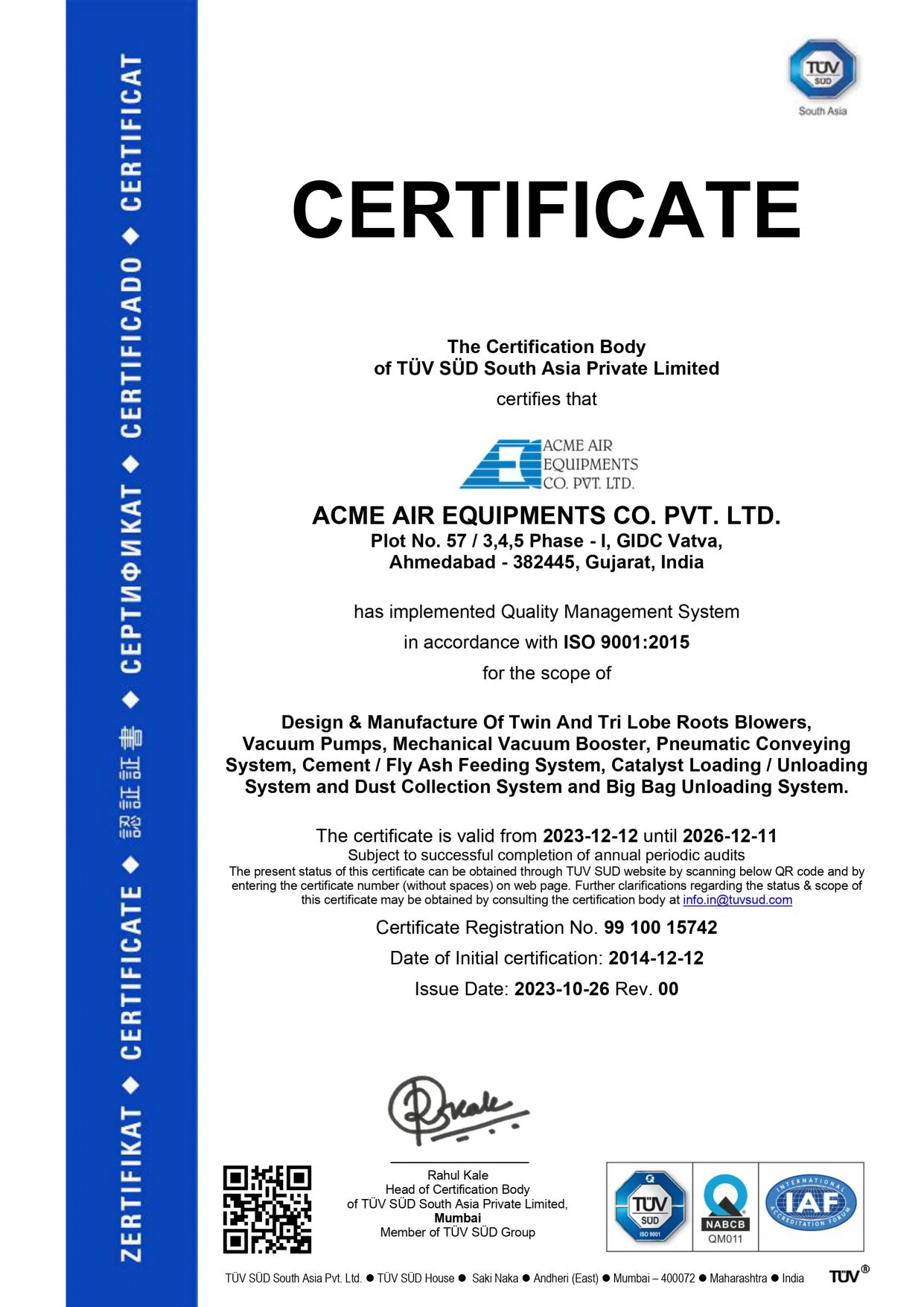 ISO certification